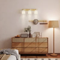 HOMCOM Candelabru de Tavan cu 3 Puncte de Lumină Reglabile la 90° și Dulii E27, Culoare Lemn(m-7)