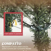 HOMCOM Albero di Natale Alto 210 cm da Interno con 928 Rami, Pigne e Bacche Rosse, Base in Metallo, Verde(m-5)
