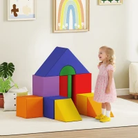 HOMCOM 11-Piece Kids Soft Play Set, Foam Block, Toys for Climbing, Crawling, Multicoloured(m-2)