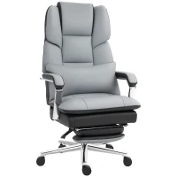 HOMCOM Bürostuhl, ergonomisch, verstellbar, 63x71x123-129cm, Hellgrau/Schwarz(m-12)