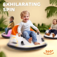 AIYAPLAY 360° Rotation Kids Bumper Car, 12V Waltzer Car with Remote Control, Dual Joysticks, Music Lights, Orange(m-4)