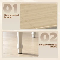 HOMCOM Masă Pliabilă pentru 2-6 Persoane, Extensibilă, Efect de Lemn, Finisaj Natural(m-6)