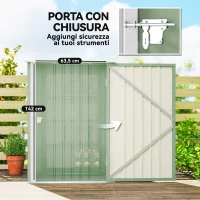 Outsunny Casetta da Giardino Porta Attrezzi in Acciaio Galvanizzato con Porta, 100x104x160 cm, Verde Chiaro(m-4)