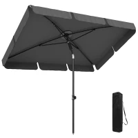 Outsunny Sonnenschirm rechteckig Balkonschirm mit 3-facher Neigung Strandschirm mit 8 Streben 183x122x222 cm Dunkelgrau(m-12)
