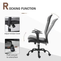 Vinsetto High Back Office Chair, Faux Leather Computer Desk Chair with Adjustable Height, Armrests, Swivel Wheels, Black(m-19)