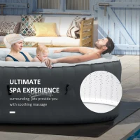 Outsunny Square Inflatable Hot Tub Outdoor Portable Spa Bubble Hottub Pool with Pump, Cover, Filter Cartridges, 4-6 Person, Grey(m-5)