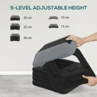 SPORTNOW Fitness Stepper for Exercise Workout, 10/15/20/25/30 cm 5-Level Height Adjustable Aerobic Stepper, Non-Slip Step, Grey(m-4)