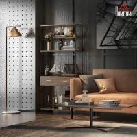 HOMCOM Seven-Shelf Industrial Display Shelf, with Drawers - Brown/Black(m-2)