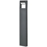 Outsunny Gartenlampe, Wegleuchte, Pfostenlicht mit LEDs, wetterbeständig, 16cm x 5cm x 90cm, Dunkelgrau(m-11)