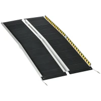 HOMCOM Rampa per Sedia a Rotelle Pieghevole e Antiscivolo in Alluminio, 152x73cm, Capacità 272kg(m-1)