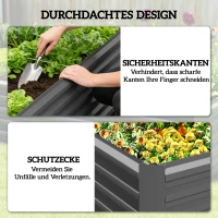 Outsunny Hochbeet Metall 180 x 90 x 57,5 cm Tief Gartenbeet mit Offenem Boden Stützstange Dunkelgrau(m-7)