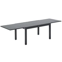 Outsunny Extendable Garden Table 135-270cm x 90cm x 75cm, 10 Seater Outdoor Dining Table with Aluminium Frame for Lawn, Balcony and Backyard, Grey(m-1)