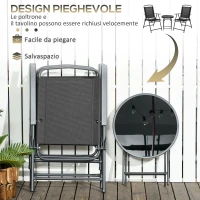 Outsunny Set da Giardino 3 Pezzi con 2 Sedie 53.5x64x93 cm e Tavolino da Caffè Ø45x50 cm, in Metallo, Nero(m-4)