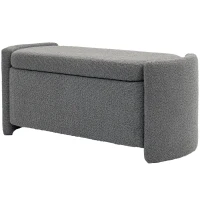 HOMCOM Banco com Arrumação Banco de Entrada Banco para Sapatos Estofado 105x44x45,5 cm Cinza(m-7)