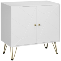HOMCOM Storage Cabinet Slim Sideboard with Golden Hairpin Legs Adjustable Shelves for Living Room Dining Room Hallway White