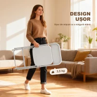 HOMCOM, Set de 4 Scaune Pliabile, Cu Orificii de Drenaj, Din Plastic și Metal, 45x49x79.5 cm, Alb(m-6)