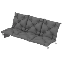 Outsunny Bankauflage 150x100x10 cm 3-Sitzer Bankkissen mit Bändern, Rückenlehne UPF30+ mit Seitentasche， dunkelgrau(m-11)