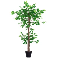 Planta Artificială Outsunny Arbore de Ceai cu 546 de Frunze Realistice și Ghiveci din Ciment 120 cm Verde(m-11)