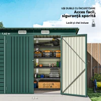 Outsunny Magazie pentru unelte cu 2 orificii de aerisire și zăvor, din oțel, 249x121x183 cm, verde(m-6)