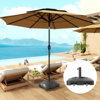 Outsunny Base per Ombrellone a Rotelle e Riempibile con Acqua o Sabbia, in HDPE, 48x48x32.5 cm, Nero(m-10)