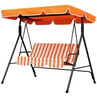 Outsunny Balancín de Jardín Exterior Columpio de 3 Plazas con Toldo Ajustable y Marco de Acero 172x110x153 cm Naranja(m-11)