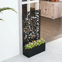 Outsunny Ghiveci cu spallier pentru plante cățărătoare din oțel, montare pe perete sau pe podea, 61x23x113 cm, negru(m-9)