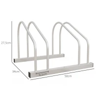 SPORTNOW Rastrelliera per 2 Biciclette in Acciaio con Posizione Regolabile, 50x34x27.5 cm, Argento(m-3)