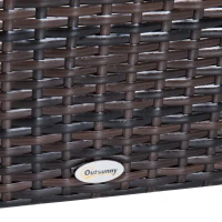 Outsunny Rattan Footstool Wicker Ottoman with Padded Seat Cushion Outdoor Patio Furniture for Garden Poolside Living Room, 50 x 50 x 35 cm, Brown(m-9)