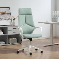HOMCOM Scaun de Birou în Material Textil cu Balans, Înălțime Reglabilă și Scaun Pivotant, 63x63x117-127 cm, Verde(m-10)
