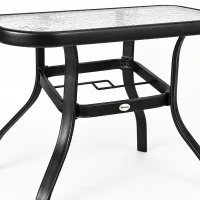 Outsunny 5 Pieces Outdoor Square Garden Dining Set with Tempered Glass Dining Table 4 Cushioned Armchairs, Beige(m-12)