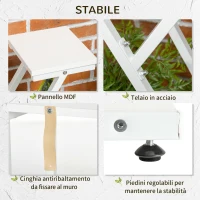 Outsunny Scaletta Portavasi a 4 Livelli per Interni ed Esterni in MDF e Acciaio, 50.5x24x81 cm, Bianco(m-5)