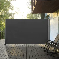 Outsunny Frangivista da Giardino Estensibile 3x1.8m, Poliestere Anti UV e Alluminio, Grigio(m-2)