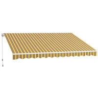 Outsunny Toldo para Balcón 350x250 cm con Manivela de Metal Impermeable y Anti-UV para Jardín Terraza Ventanas Gris y Amarillo(m-11)