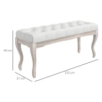 HOMCOM Panca Fondo Letto in Tessuto Effetto Lino, Schiuma e Legno, 110x37x49 cm, Bianco Crema(m-3)