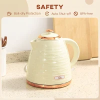 HOMCOM 3kW Rapid Boil Honeycomb Kettle - Cream White(m-6)