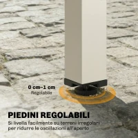 Outsunny Tavolo da Giardino Allungabile in Alluminio con Piano a Ribalta in Vetro Temperato, 90-180x90x75 cm, Crema(m-8)