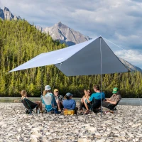 Outsunny Tenda da Sole Portatile 3x3 m, Tendalino Parasole Impermeabile per Campeggio, e Spiaggia, Bianco(m-10)