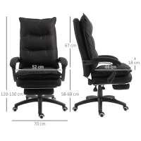 Vinsetto Poltrona de escritório com massagem, cadeira de escritório, cadeira ergonómica com altura ajustável, encosto reclinável, apoio para pés integrado e controlo remoto com fio, giratória a 360°, tecido de linho preto(m-3)