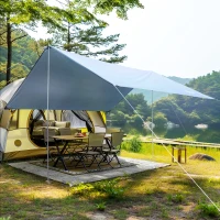 Outsunny Tenda da Sole Portatile 3x3 m, Tendalino Parasole Impermeabile per Campeggio, e Spiaggia, Bianco(m-2)