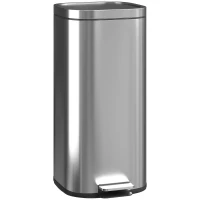 HOMCOM Bidone Immondizia a Pedale da 30L con Secchio Rimovibile, in Metallo e PP, 29x36x59.5 cm, Argento(m-1)