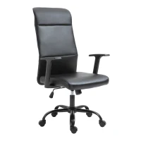 Vinsetto High Back Office Chair, Faux Leather Computer Desk Chair with Adjustable Height, Armrests, Swivel Wheels, Black(m-15)
