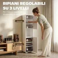 HOMCOM Mobile Multimediale Slim a 5 Ripiani con Ripiani Regolabili, Bianco(m-5)
