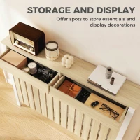 HOMCOM 93 x 119cm Rustic-Look Radiator Cover - Oak(m-4)
