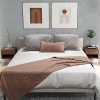 HOMCOM Set 2 Comodini Sospesi con Cassetto e Ripiano Inferiore Aperto, in Legno, 40x34x29 cm, Marrone(m-9)