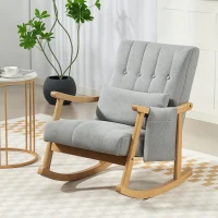 HOMCOM Wood Frame Rocking Accent Chair - Light Grey(m-10)