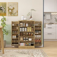 HOMCOM Armario Despensa Cocina con 2 Puertas de Ratán y 16 Estantes Alacena Moderna con Estantes Ajustables 60x30x104cm Natural(m-2)