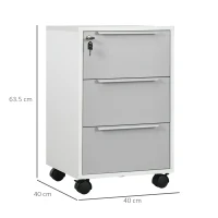 HOMCOM Three-Drawer Locking Filing Cabinet - Grey/White(m-3)