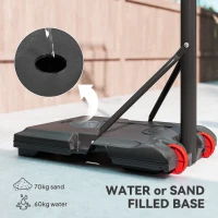 SPORTNOW Basketball Hoop and Stand Height Adjustable with Backboard Weighted Base, Wheels, 1.8–2 m, Black and Red(m-5)