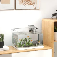 PawHut Acquario in Vetro con Luci LED da 20L, Filtro e Pompa d'Acqua, 38x26x27 cm, Bianco(m-10)