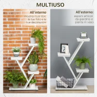 Outsunny Scaletta Portavasi a 4 Livelli per Interni ed Esterni in MDF e Acciaio, 50.5x24x81 cm, Bianco(m-6)